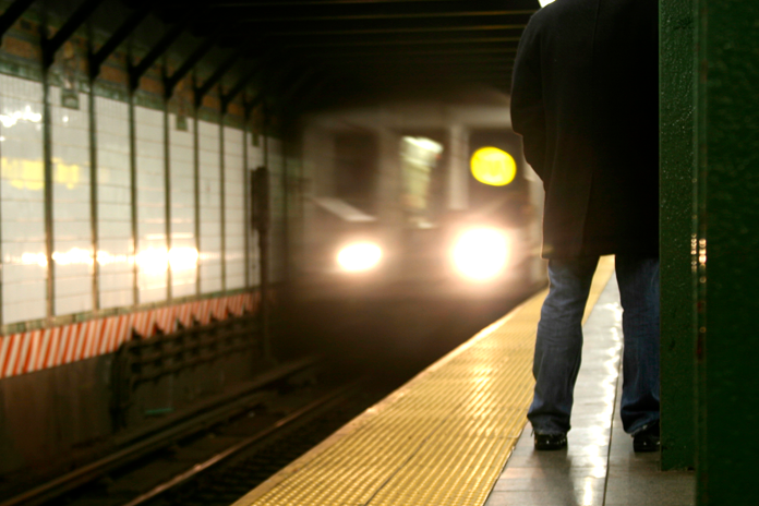 subway train entering station